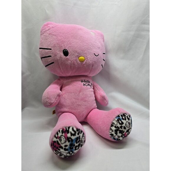 2012 Hello Kitty Build A Bear Workshop Pink- Leopard Paws Winking 18" No Bow - Picture 11 of 13